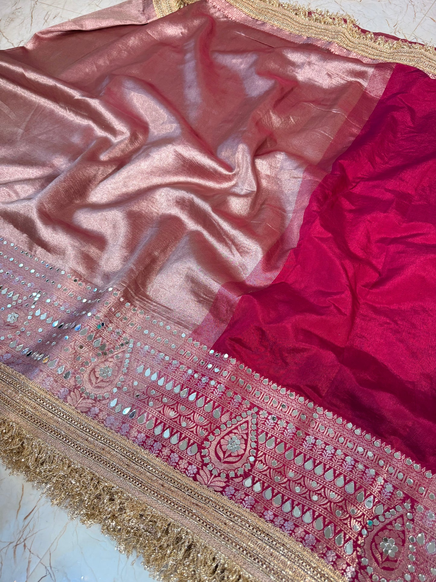 Banarasi Mirror Work Tissue Silk Saree