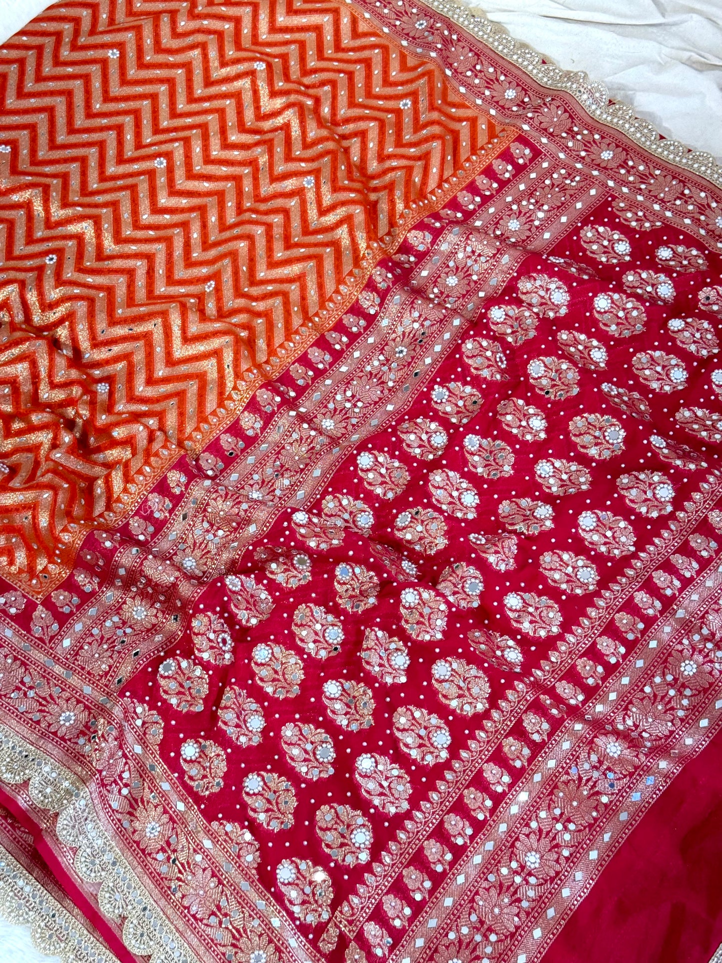 Banarasi Mirror Work Georgette Silk Saree