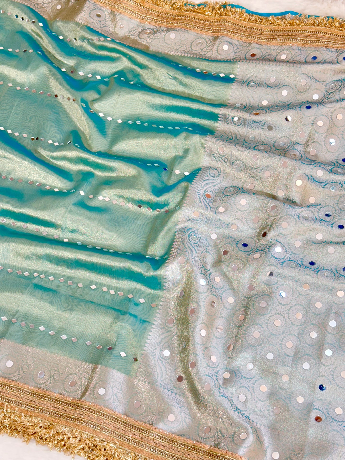 Banarasi Mirror Work Tissue Silk Saree