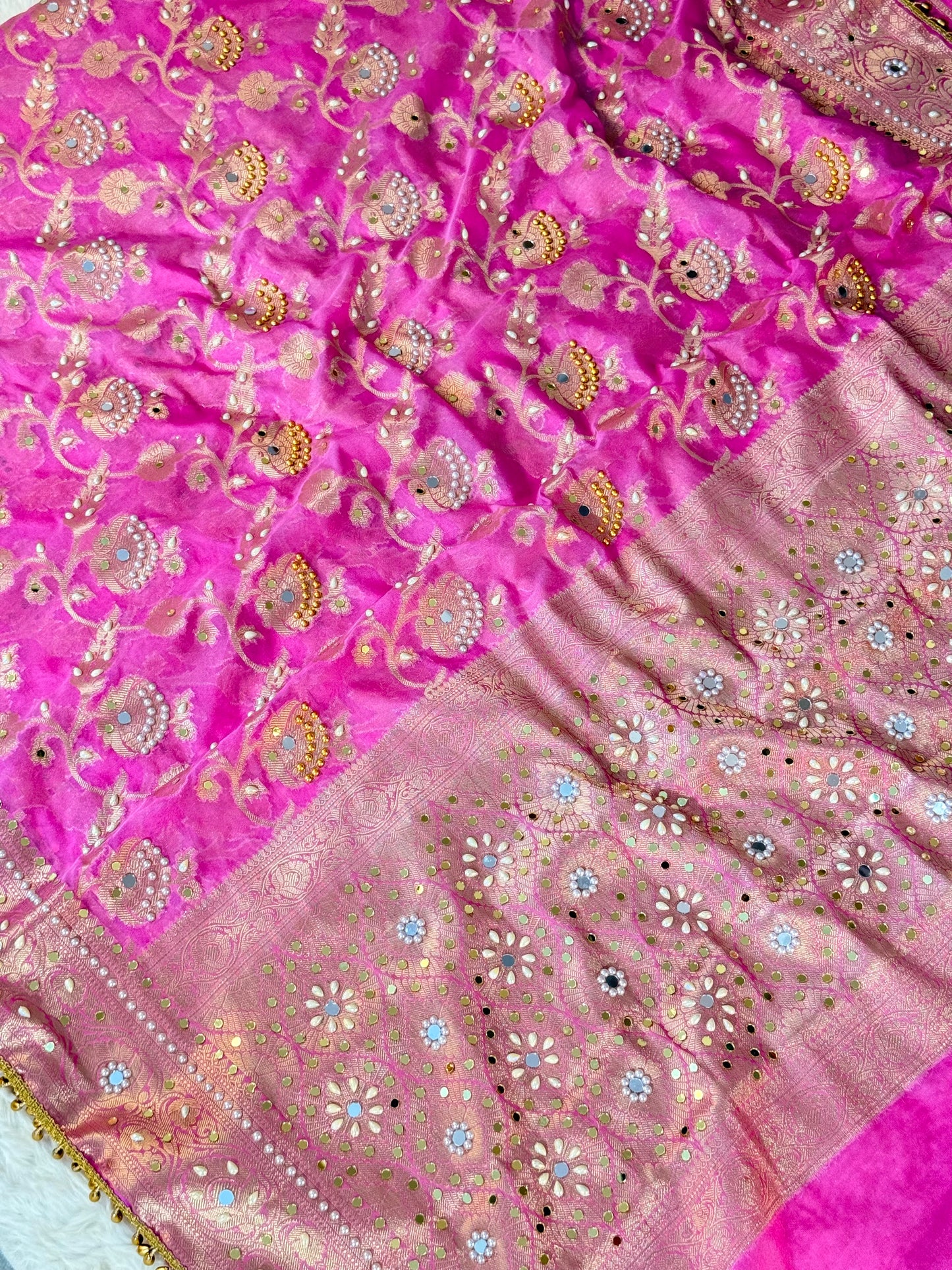 Banarasi Mirror Work Georgette Silk Saree