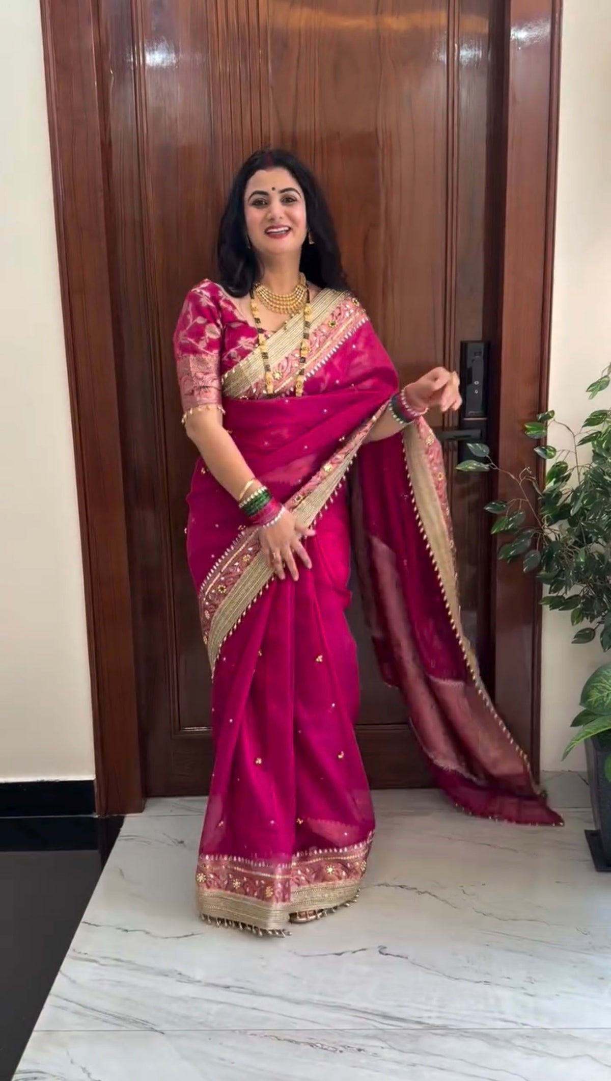 Banarasi Ghunghru and Mirror Work Tissue Silk Saree