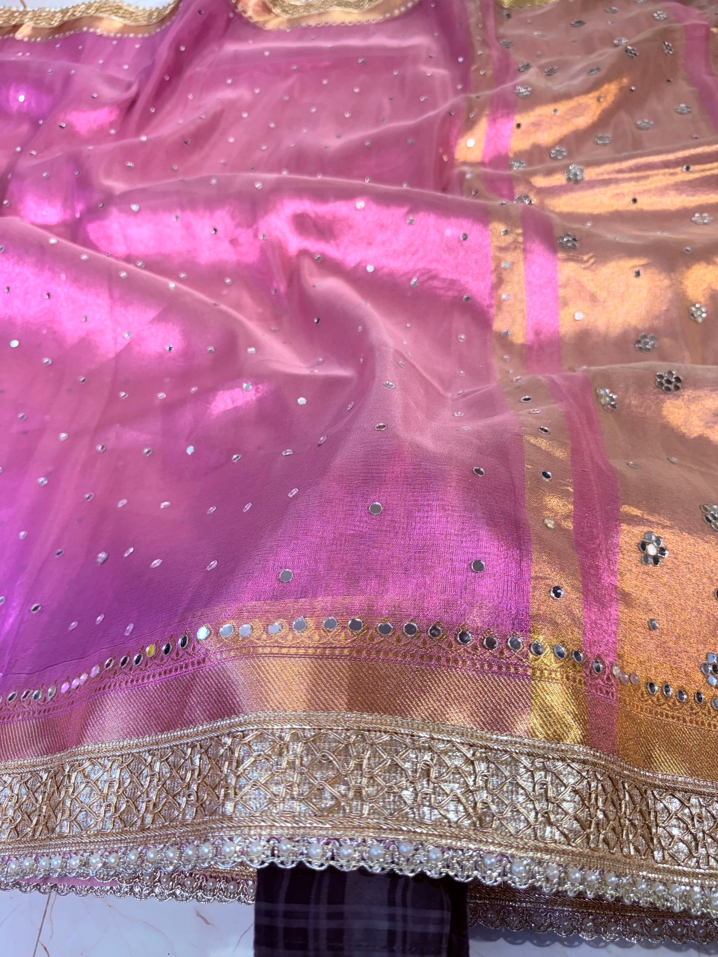 Banarasi Mirror Work Tissue Silk Saree