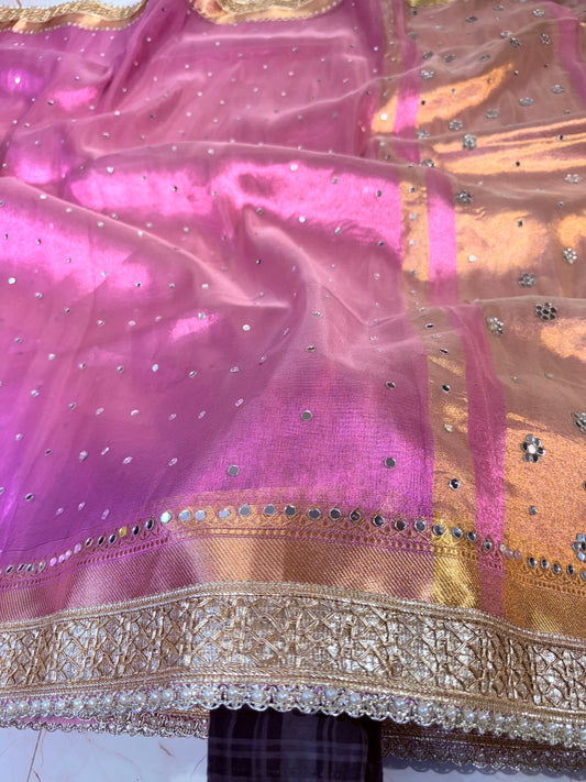 Banarasi Mirror Work Tissue Silk Saree