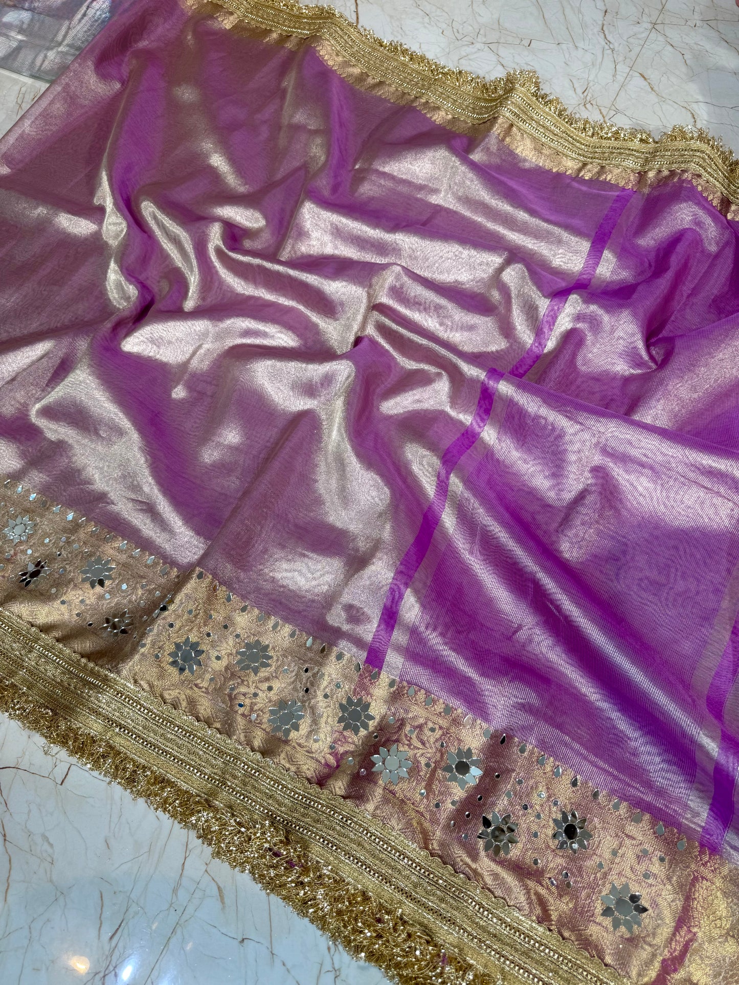 Banarasi Mirror Work Tissue Silk Saree