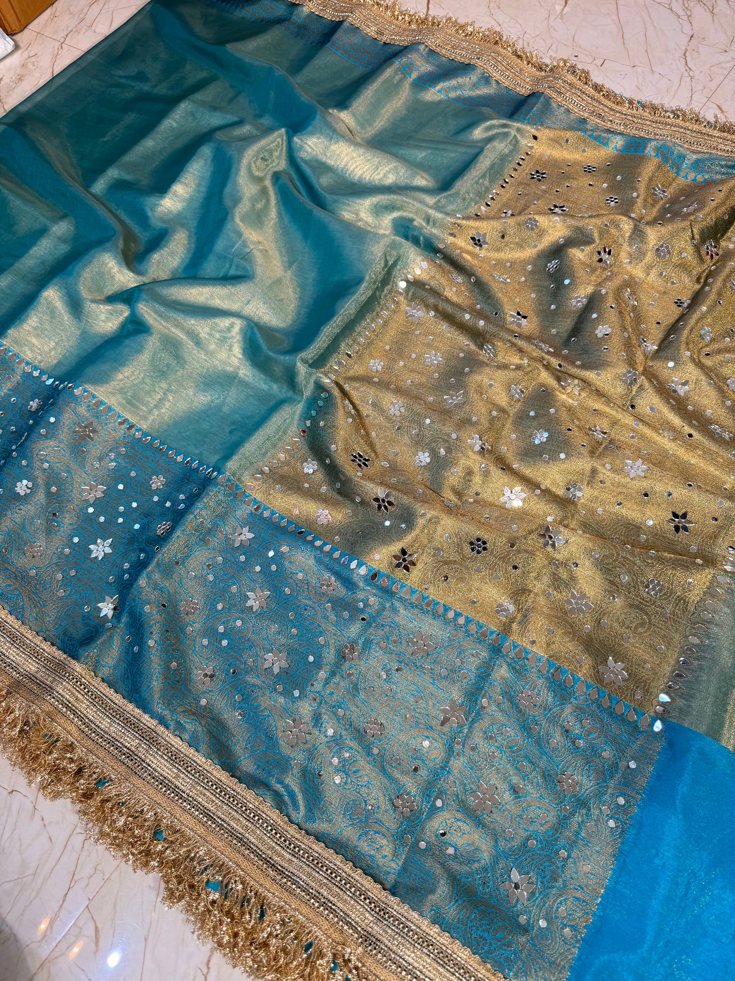 Banarasi Mirror Work Tissue Silk Saree