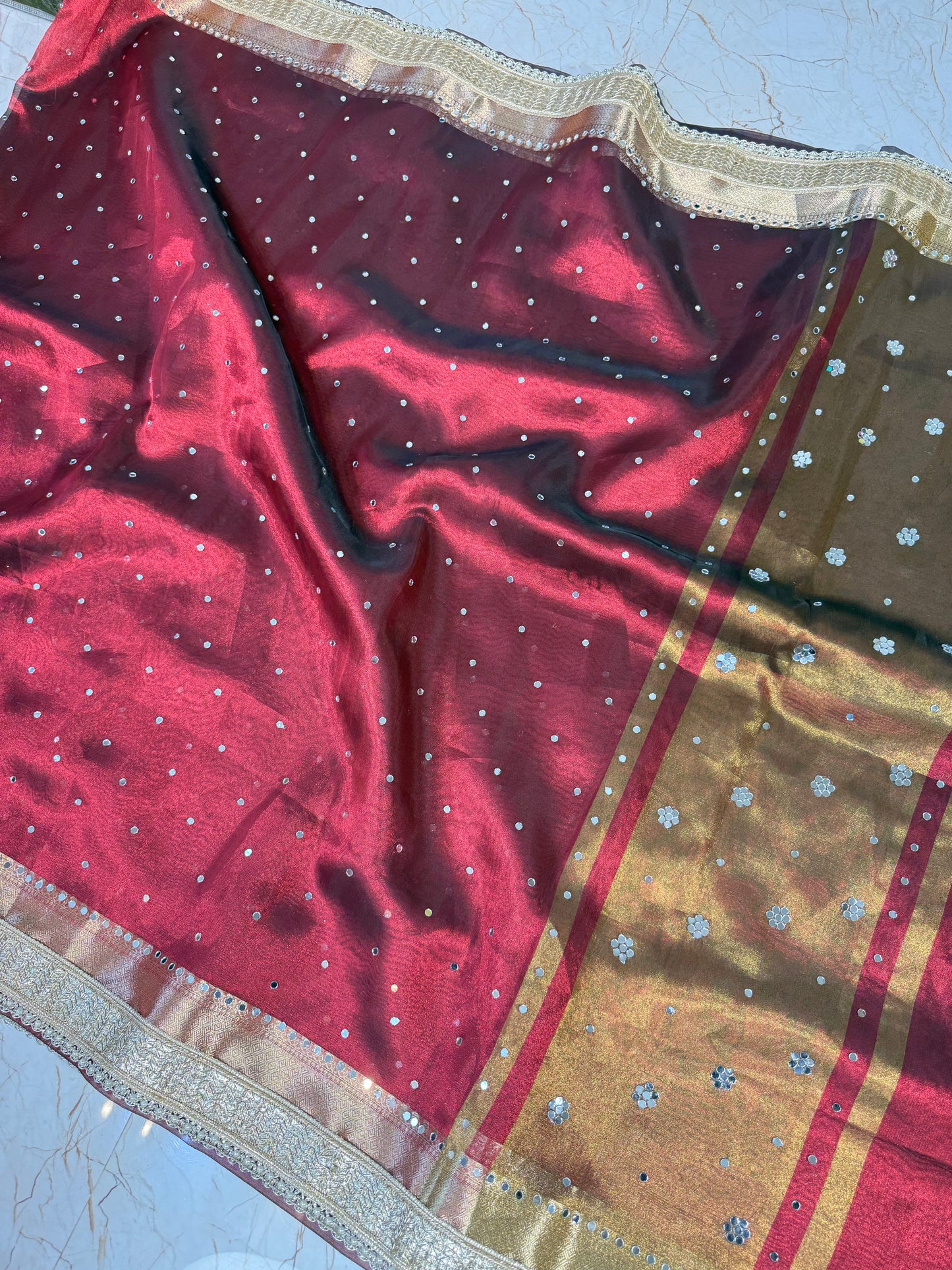 Banarasi Mirror Work Tissue Silk Saree