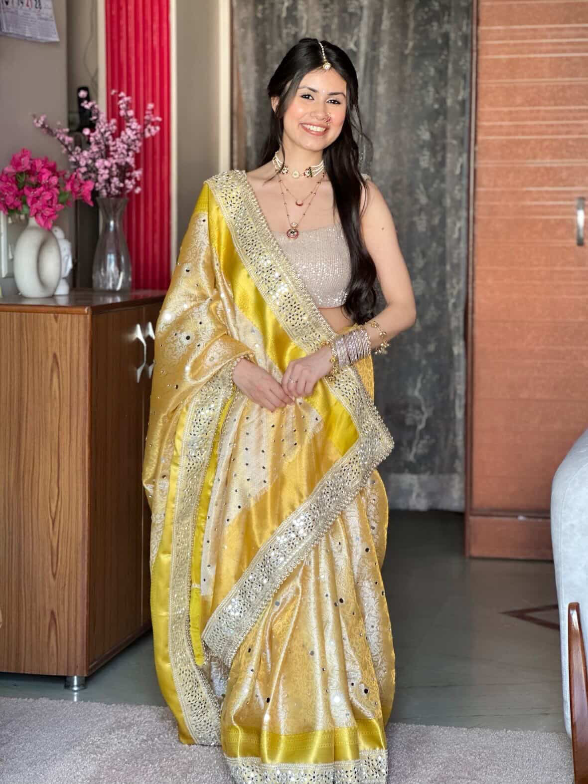 Banarasi Mirror Work Tissue Silk Saree