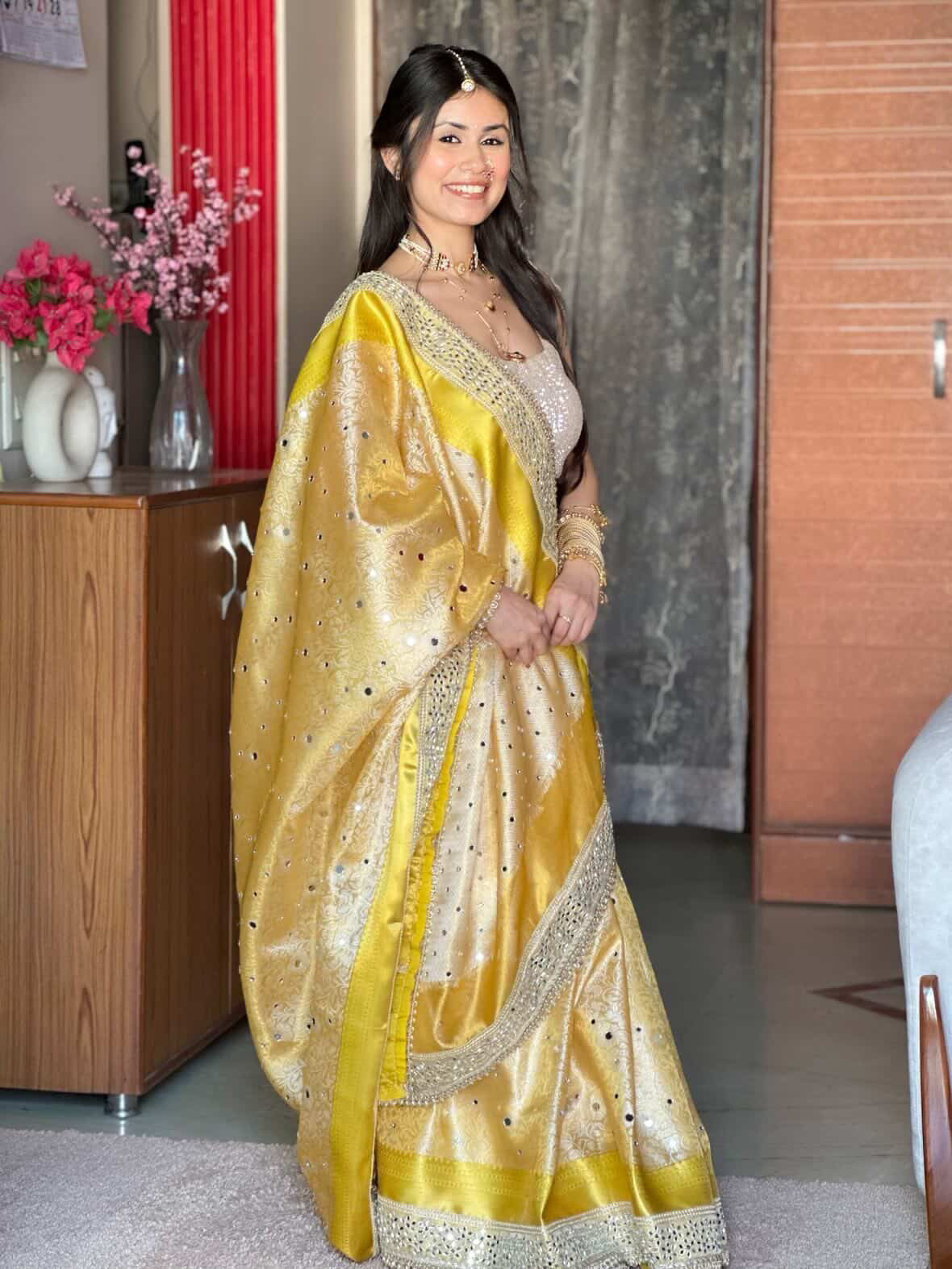 Banarasi Mirror Work Tissue Silk Saree
