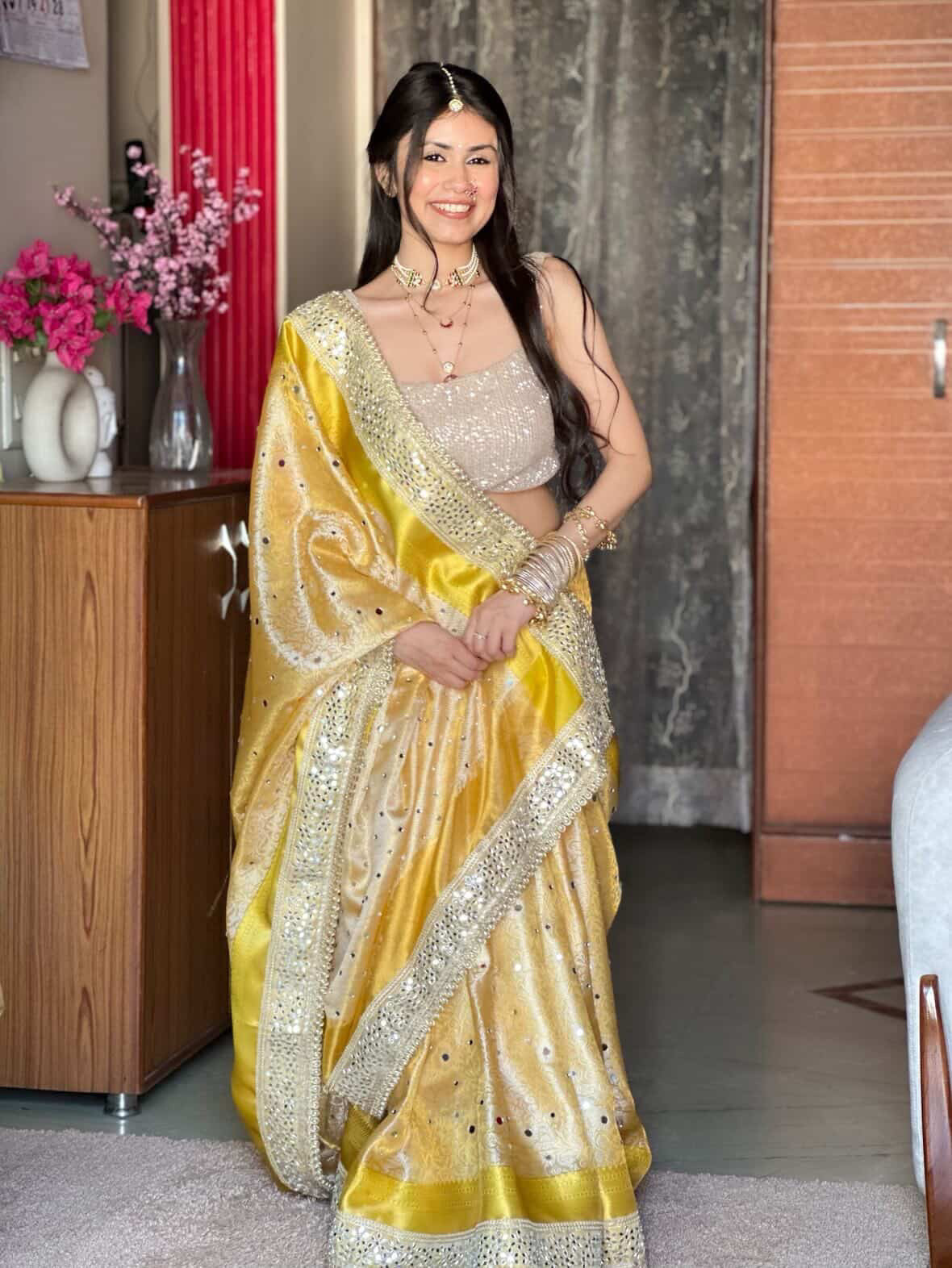 Banarasi Mirror Work Tissue Silk Saree