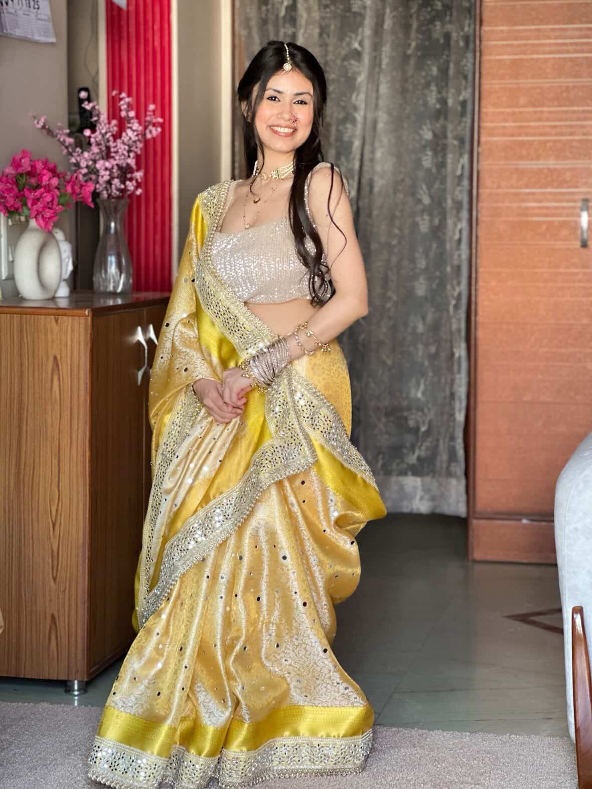 Banarasi Mirror Work Tissue Silk Saree