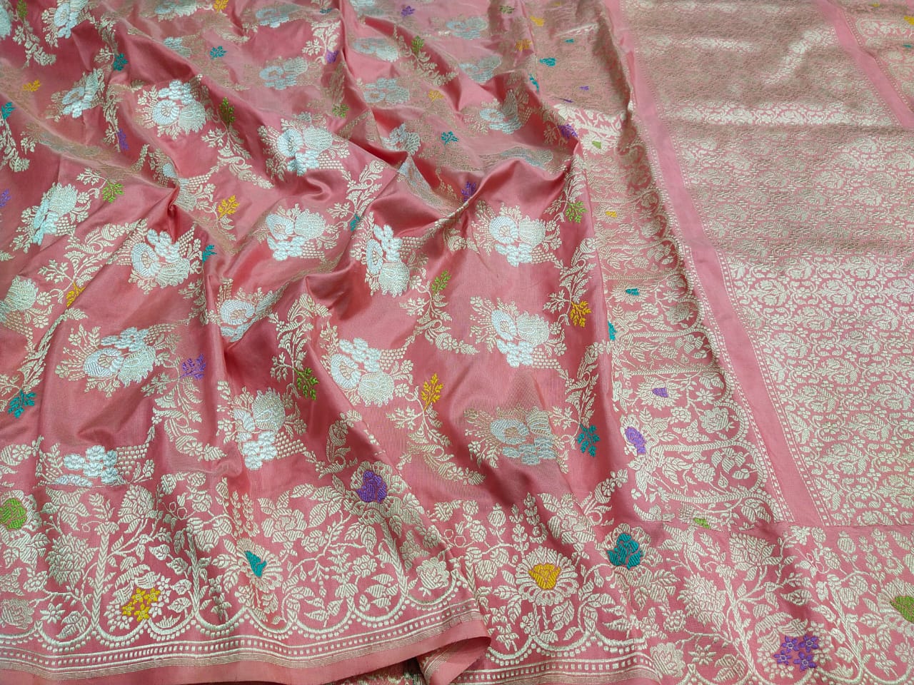 Silver Pure Katan Silk Handloom Banarasi Blouse - Tilfi