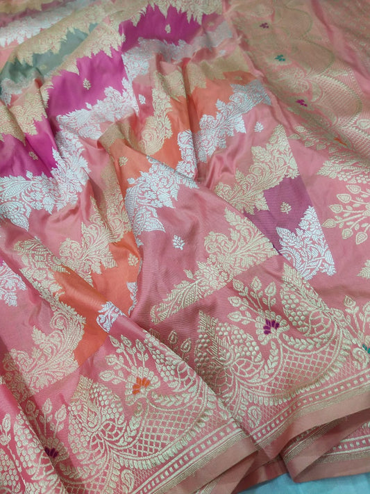 Banarasi Handloom Pure Katan Silk Kaduwa Weaving Rangkaat Saree