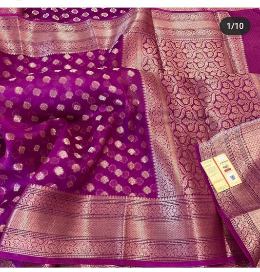 Banarasi Handloom Soft Kora Saree