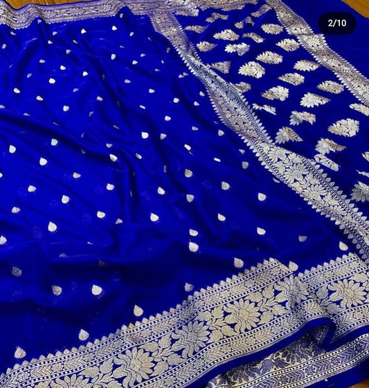 Banarasi Handloom Soft Georgette Katan Silk Saree