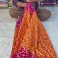 Banarasi Mirror Work Bandhej Soft Silk Saree