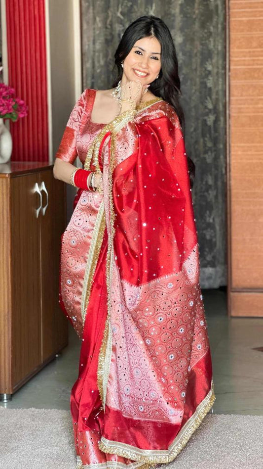 Banarasi Mirror Work Tissue Silk Saree