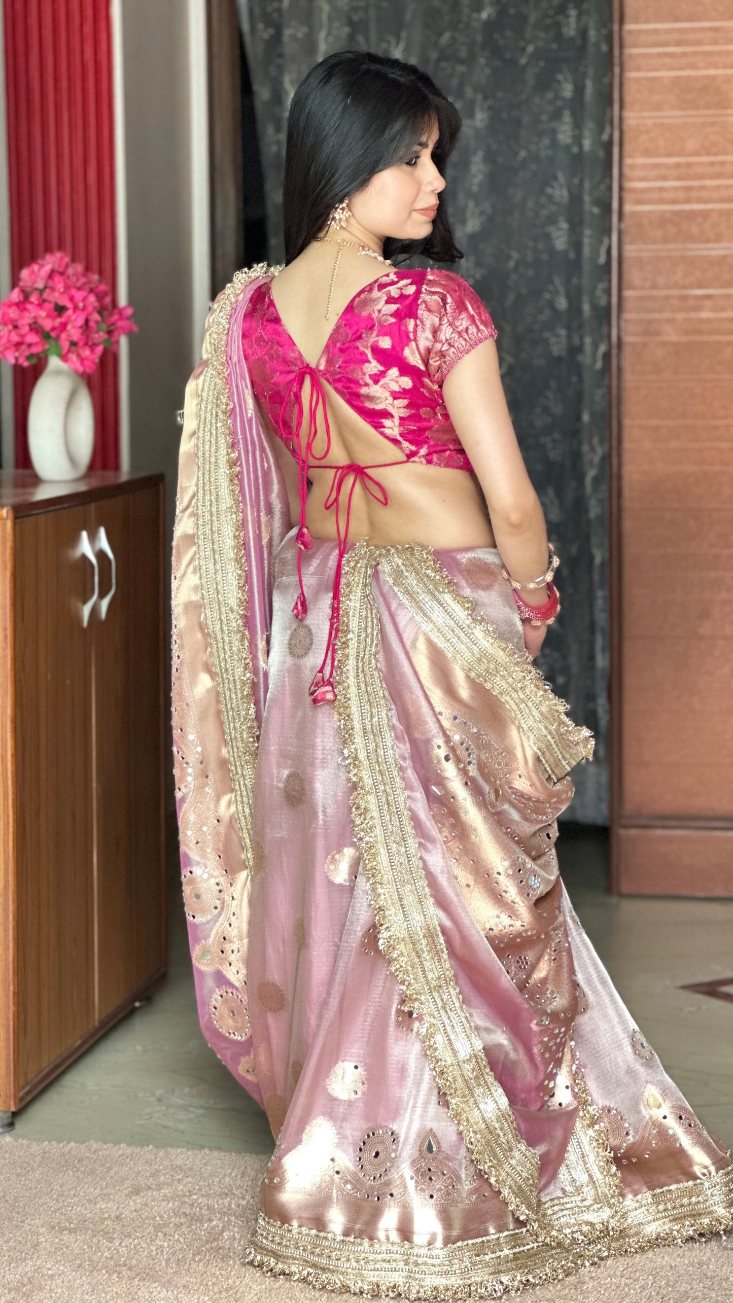 Banarasi Mirror Work Tissue Silk Saree