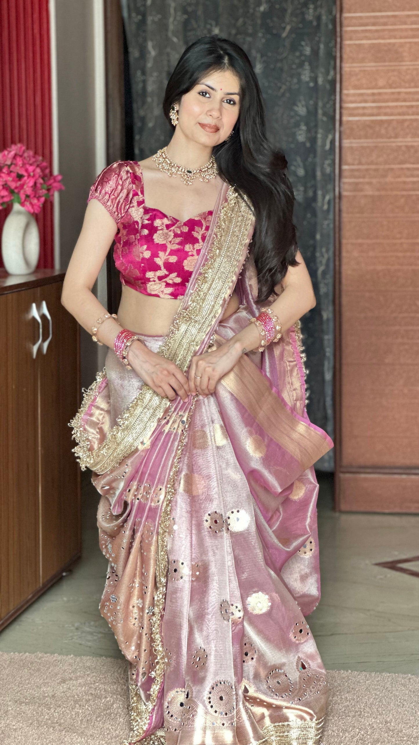 Banarasi Mirror Work Tissue Silk Saree