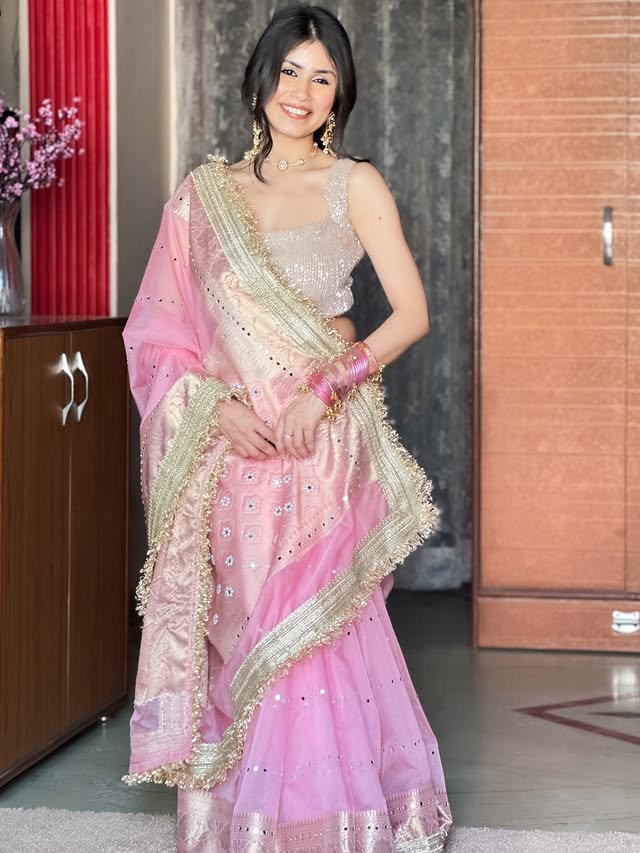 Banarasi Handloom Pearl Work Kora Silk Saree