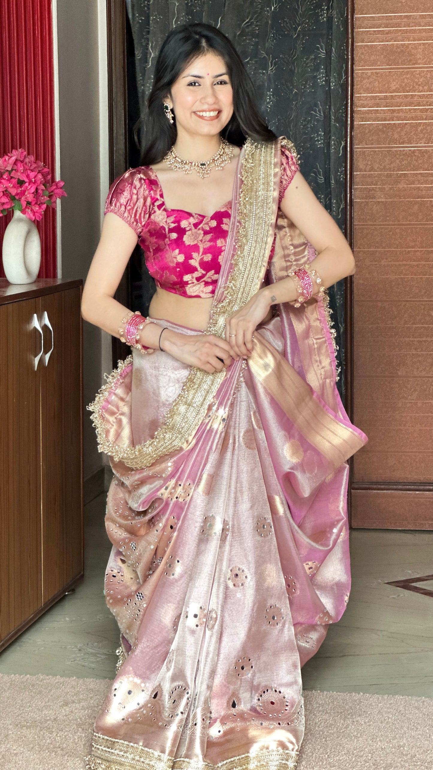Banarasi Mirror Work Tissue Silk Saree