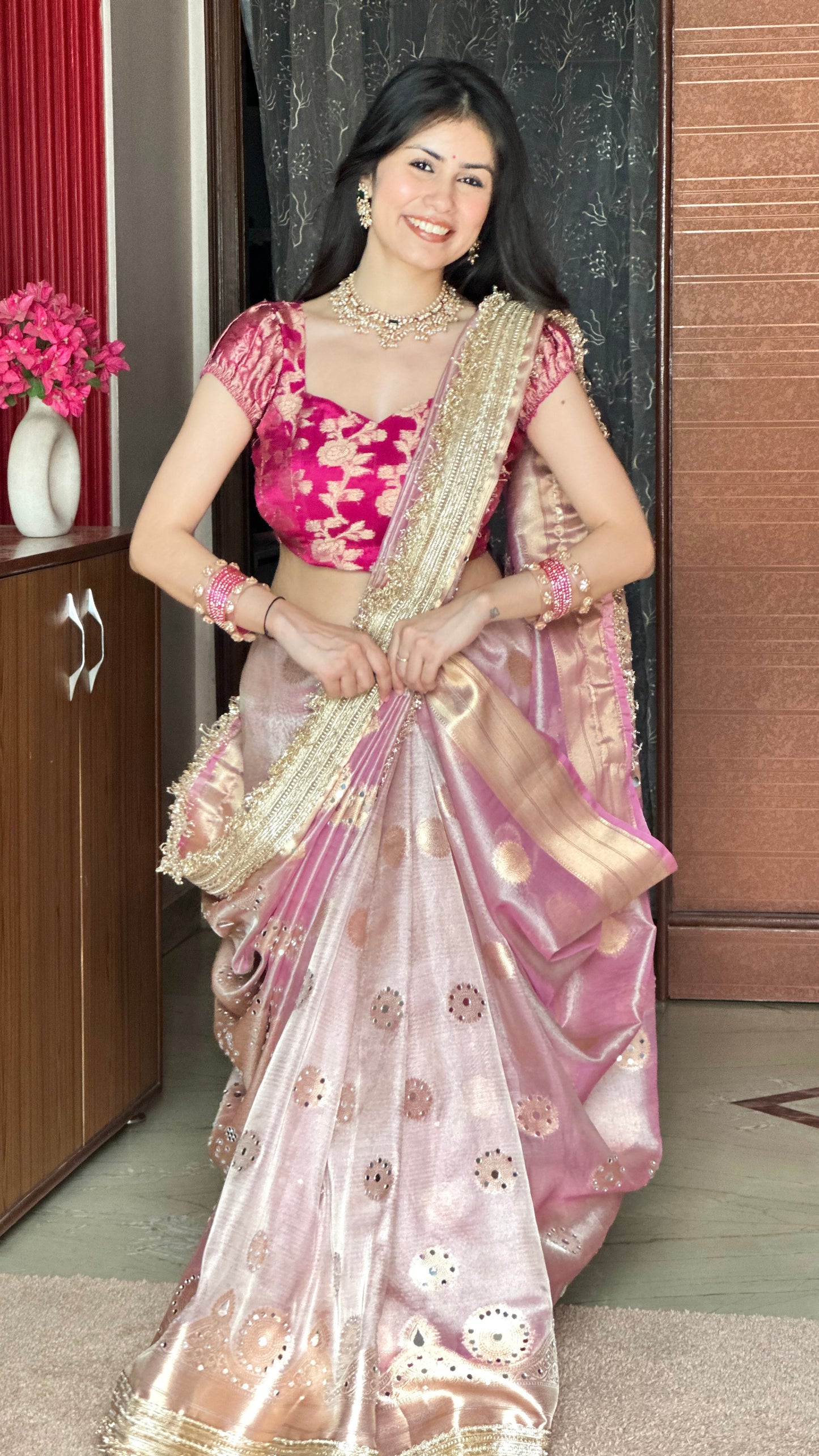 Banarasi Mirror Work Tissue Silk Saree