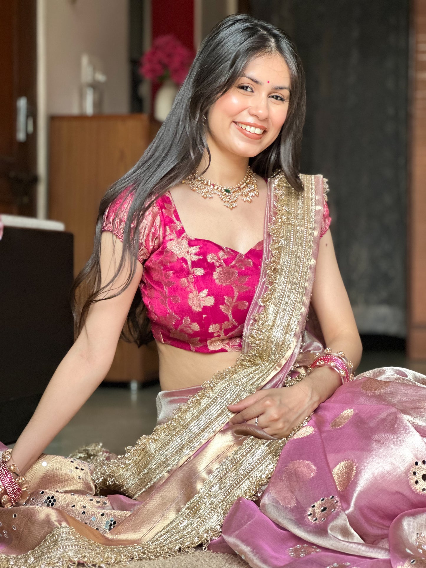 Banarasi Mirror Work Tissue Silk Saree