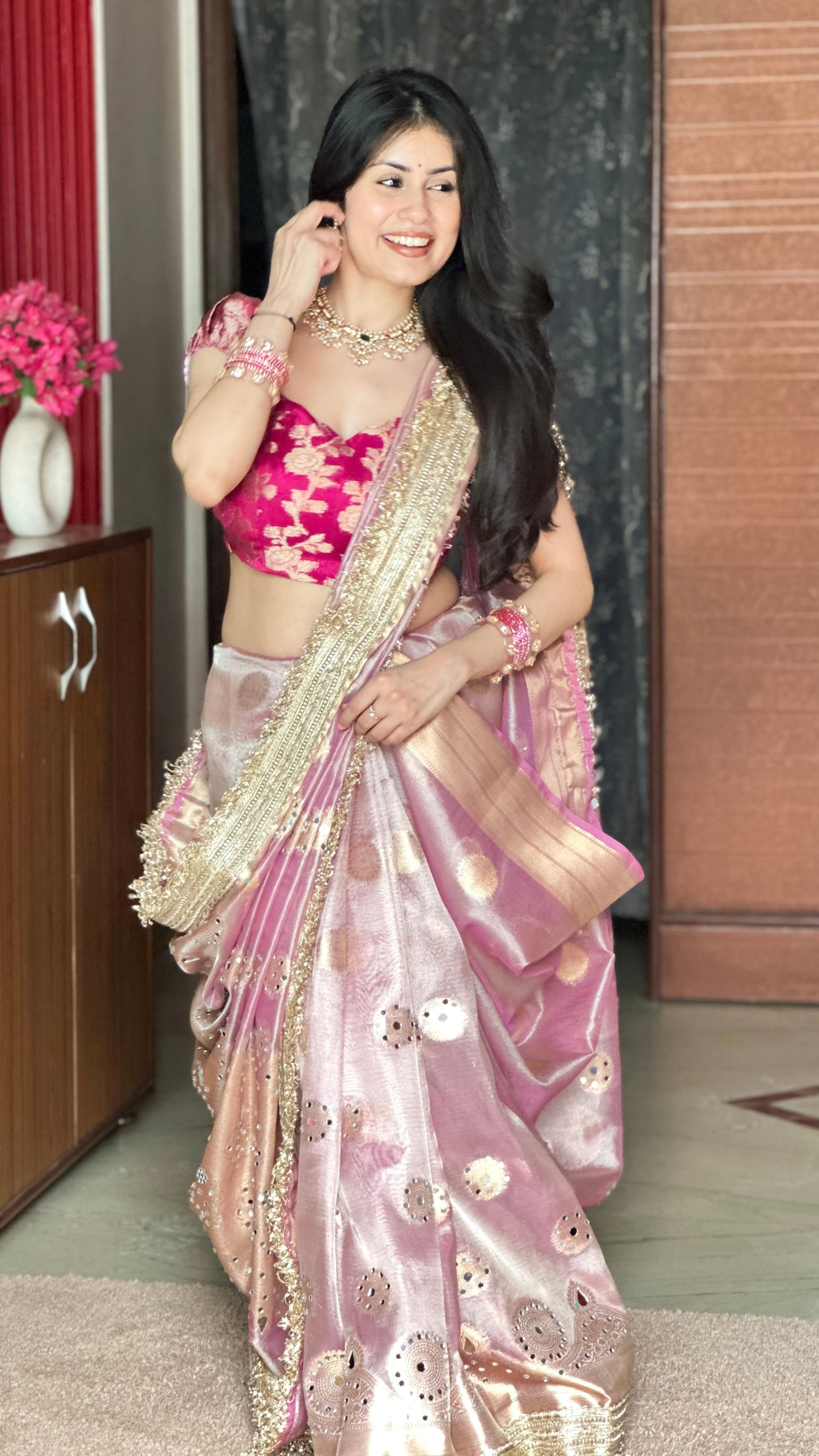 Banarasi Mirror Work Tissue Silk Saree
