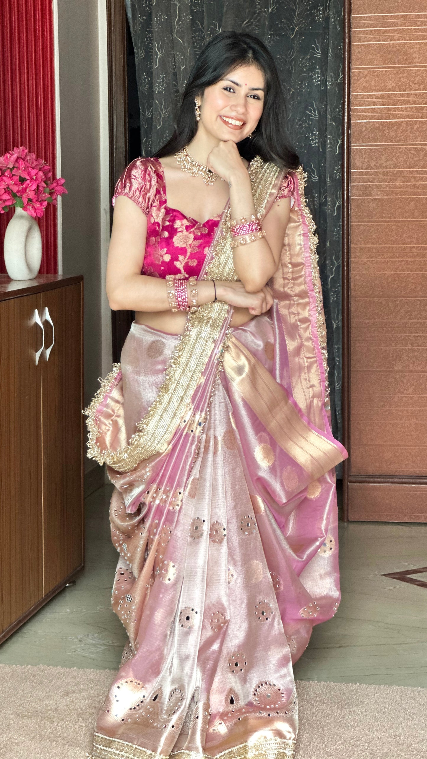 Banarasi Mirror Work Tissue Silk Saree