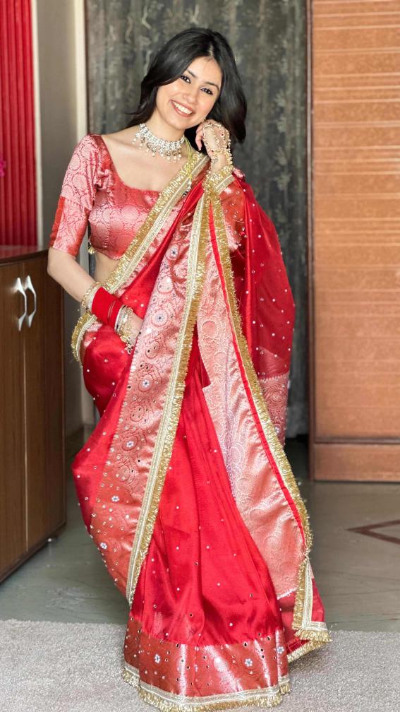 Banarasi Mirror Work Tissue Silk Saree