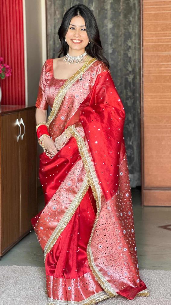 Banarasi Mirror Work Tissue Silk Saree