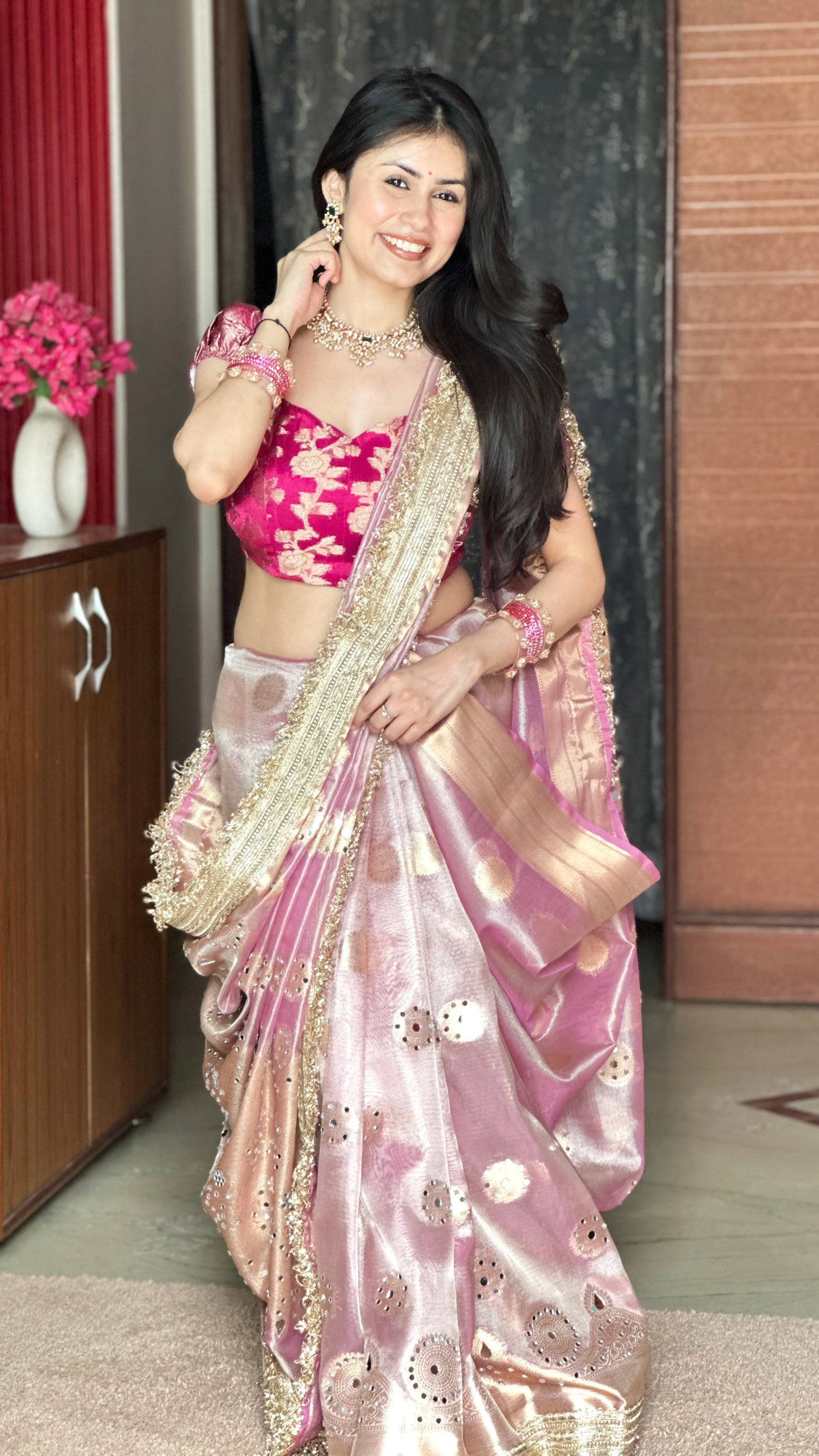 Banarasi Mirror Work Tissue Silk Saree