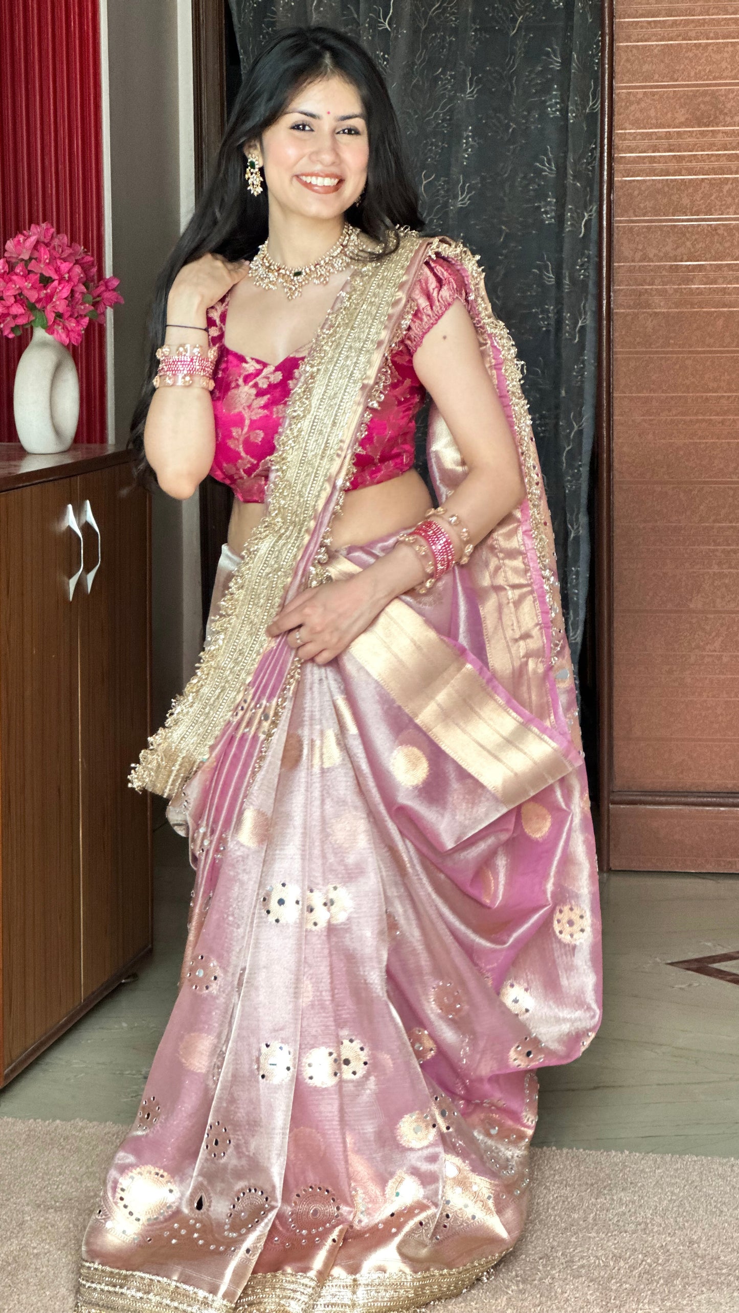 Banarasi Mirror Work Tissue Silk Saree