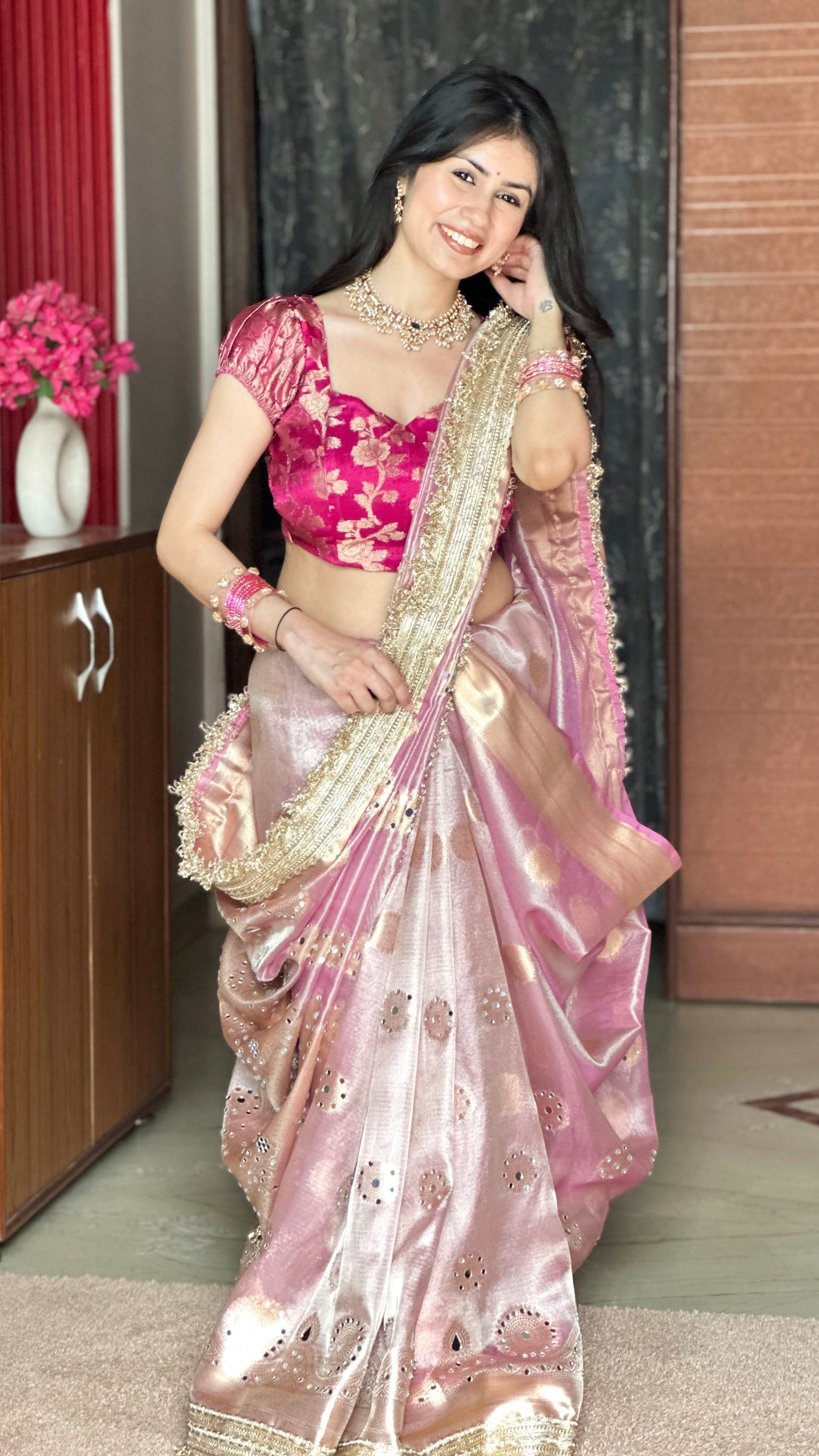 Banarasi Mirror Work Tissue Silk Saree