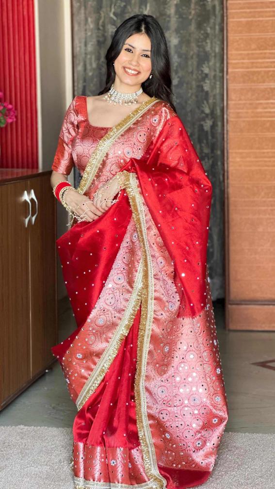 Banarasi Mirror Work Tissue Silk Saree