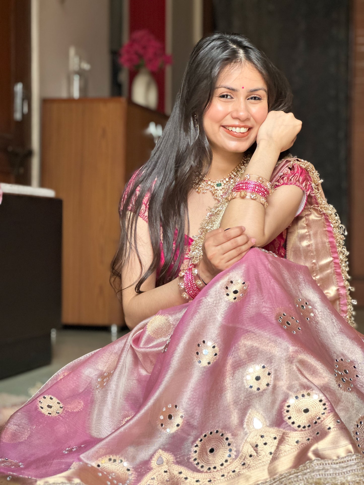 Banarasi Mirror Work Tissue Silk Saree