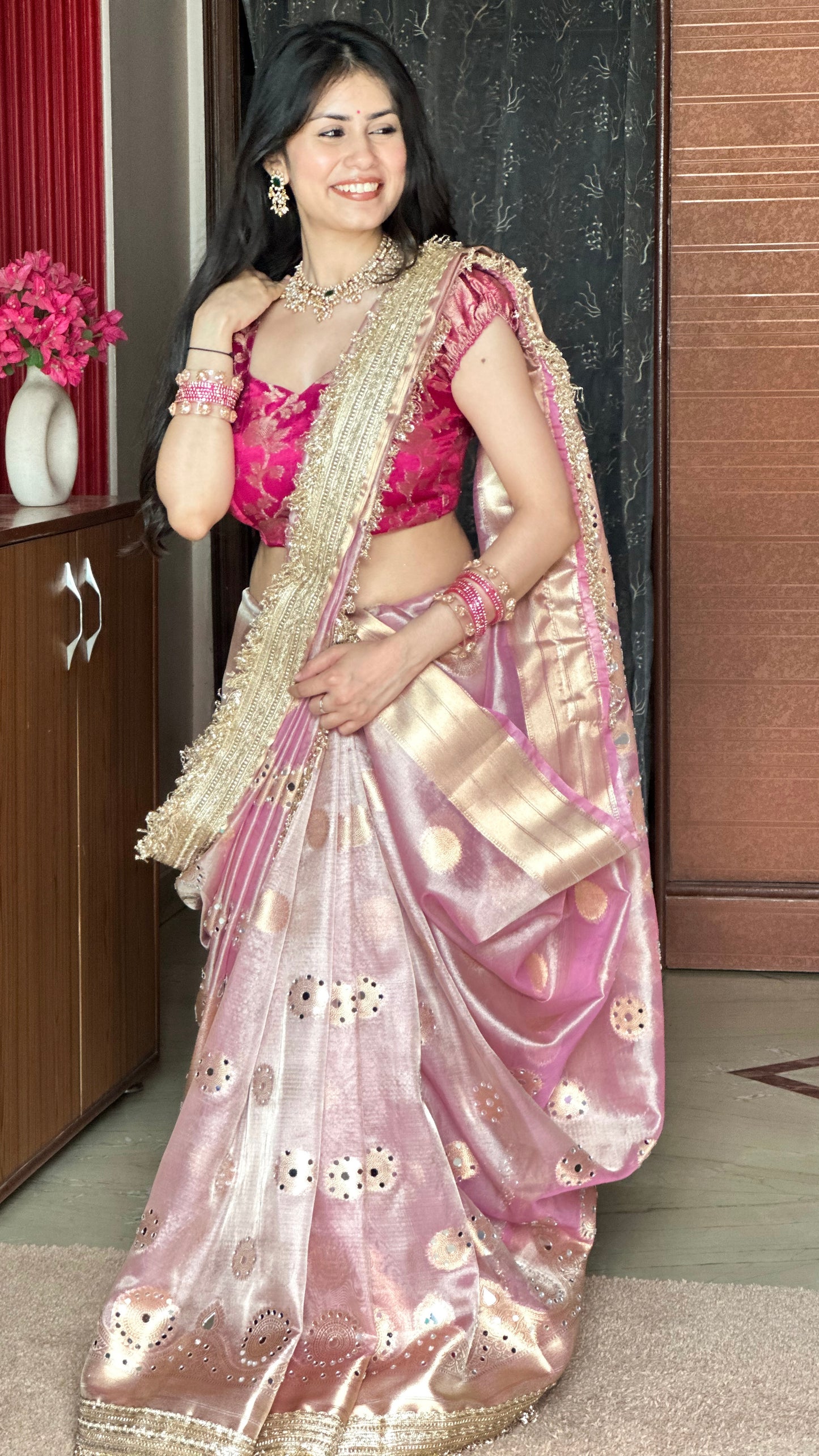 Banarasi Mirror Work Tissue Silk Saree
