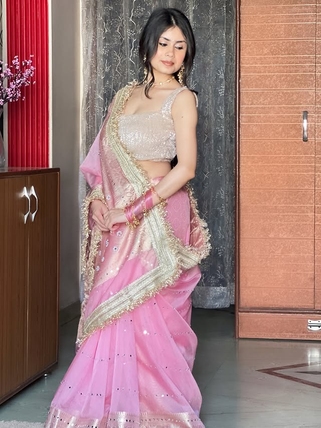 Banarasi Handloom Pearl Work Kora Silk Saree