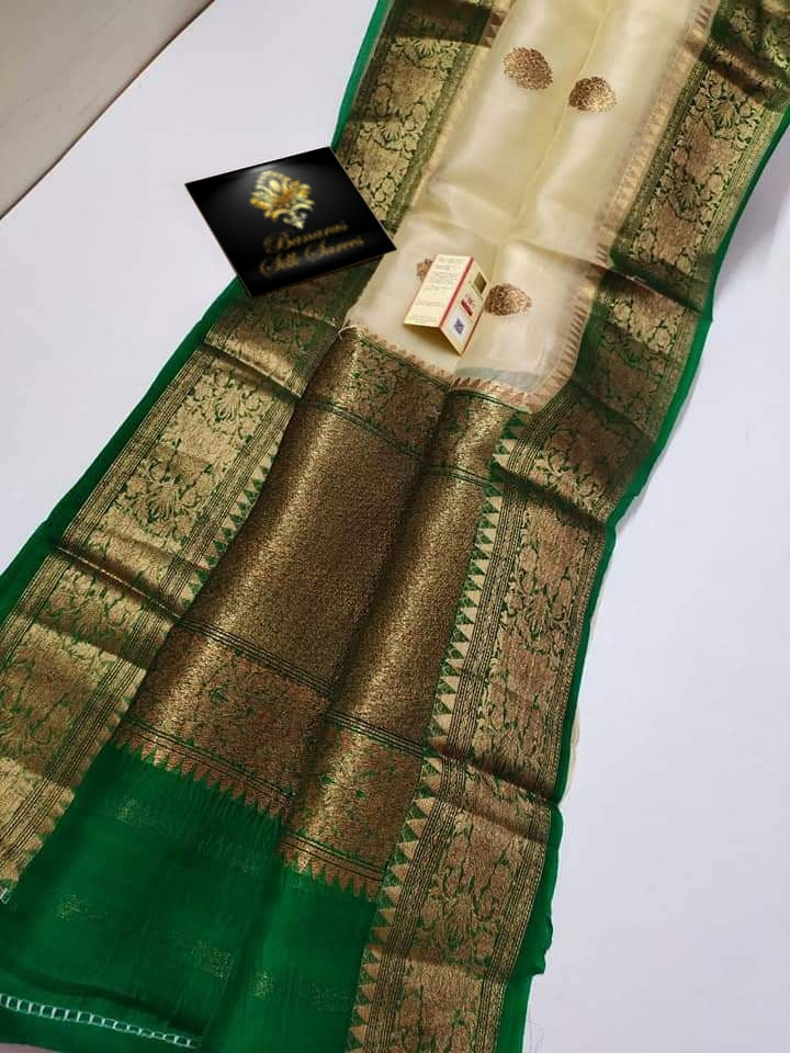 Banarasi Handloom Soft Kora Silk Contrast Color Saree