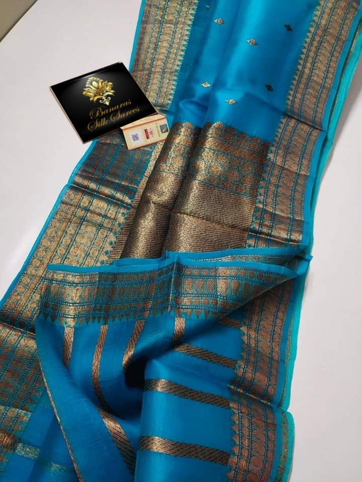 Banarasi Handloom Soft Kora Silk Contrast Color Saree