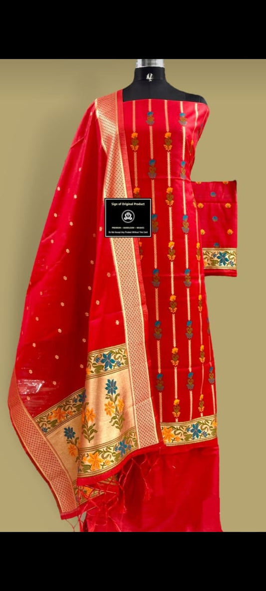 Banarasi Handloom Premium Quality Pure Cotton Silk Tilfi Weaving Suit