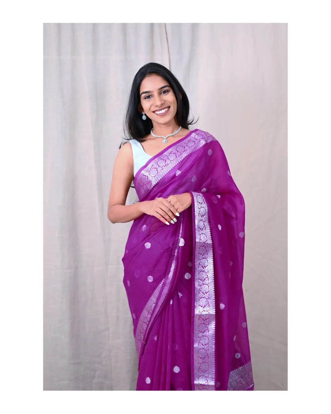 Banarasi Khaddi Georgette Silk Silver Zari Saree