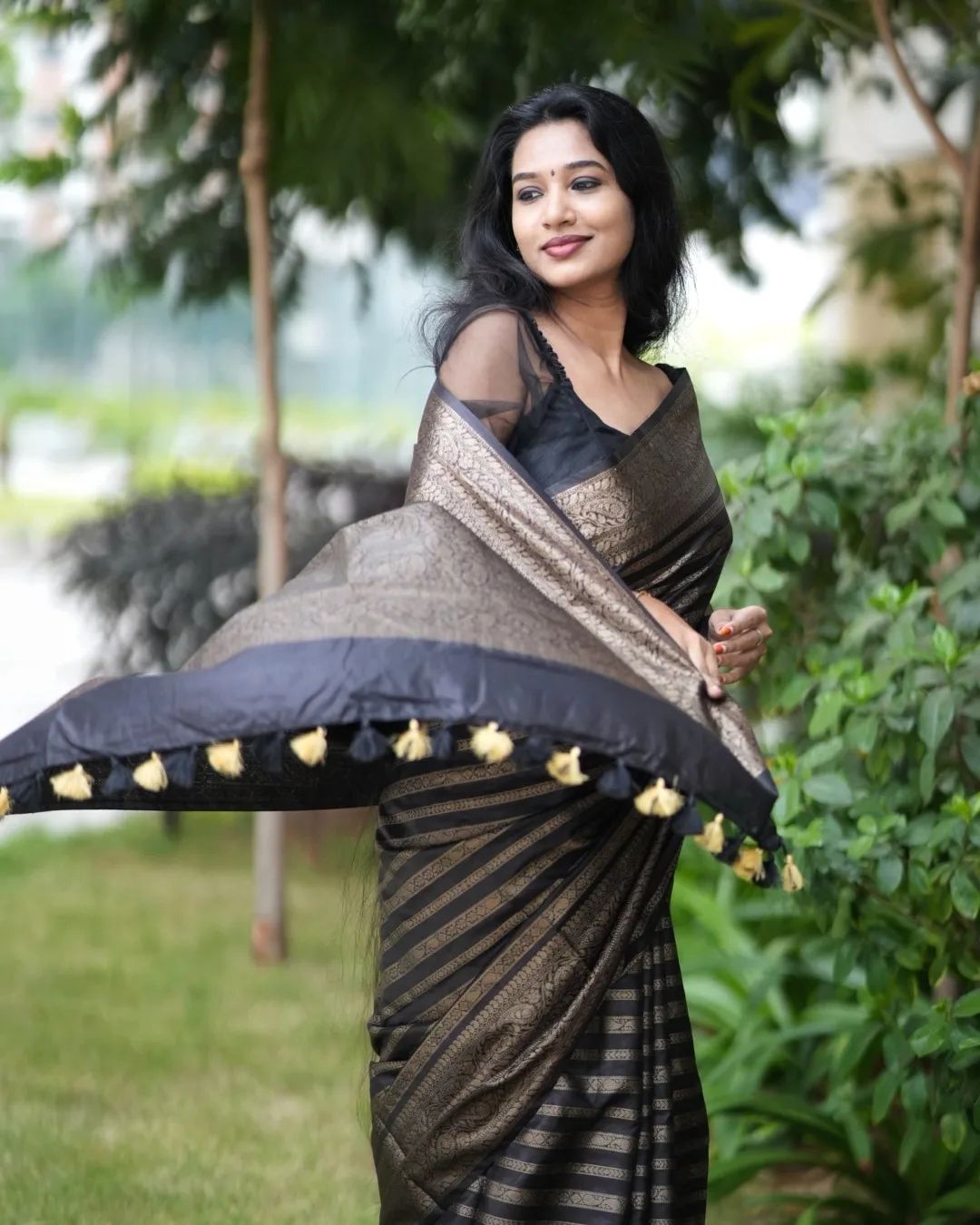 Banarasi Khaddi Soft Georgette Silk Stripe Design Saree