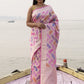 Banarasi Handloom Pure Moonga Silk Brush Dye Saree